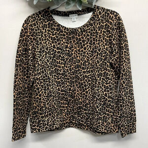 NWOT J. Crew Leopard Print Crewneck Raglan Sleeve Sweatshirt XS